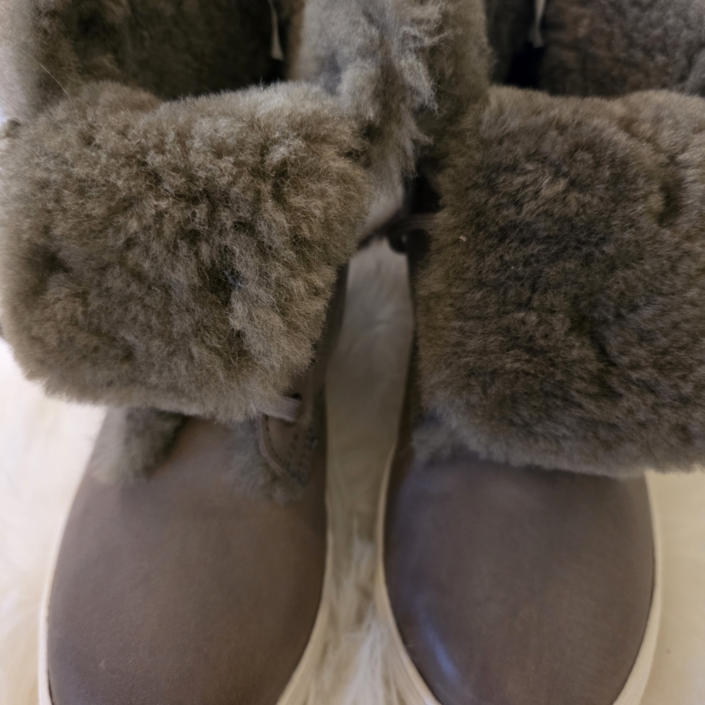 Elegant Gray Fur-Lined Women's Winter Boots